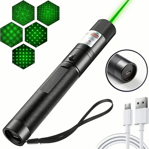 Bolígrafo Metal Con Luz Verde Y Puntero Láser Recargable Usb
