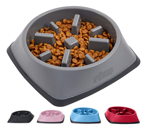 Cuenco Para Perros Slow Feeder Gorilla Grip, 4 Tazas, Gris,