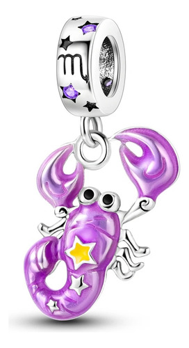 Berloque Signo Escorpião Em Prata Eternal Joias Cor Roxo