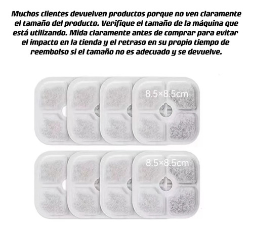 Pack X8 Filtros Bebedero Fuente D Agua Eléctrico Gato Perro