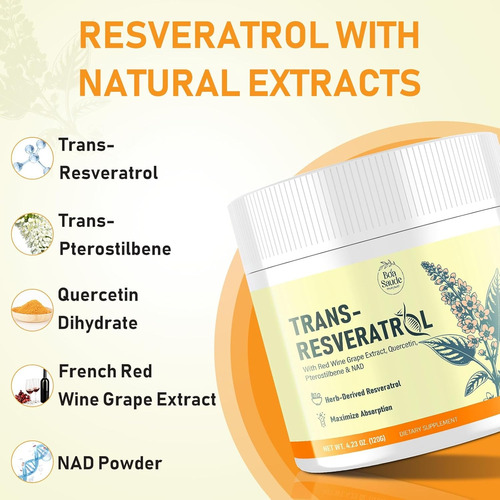 Trans Resveratrol Complex Con Nad Y Quercetin 4000 Mg