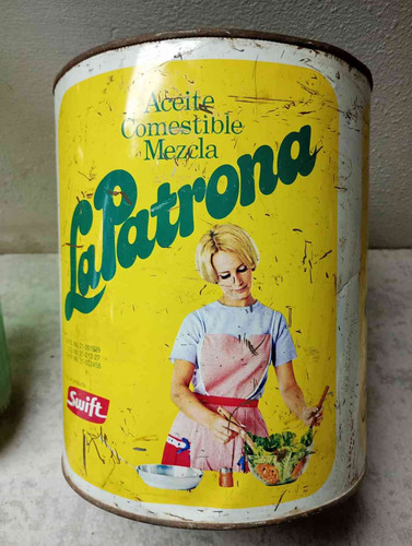 Antigua Lata Y Botella De Aceite La Patrona Vacias Coleccionables (Usado)