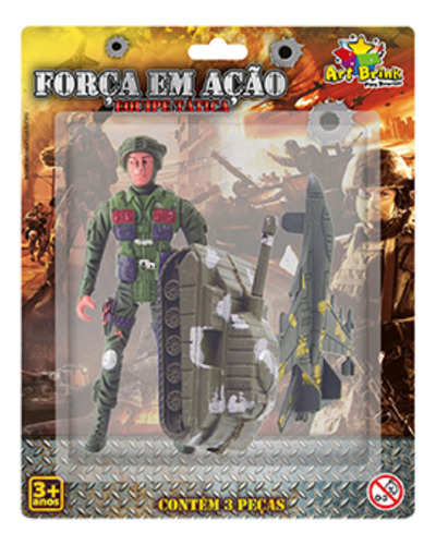 Kit Soldados De Plástico C/ Veículos Força Em Ação