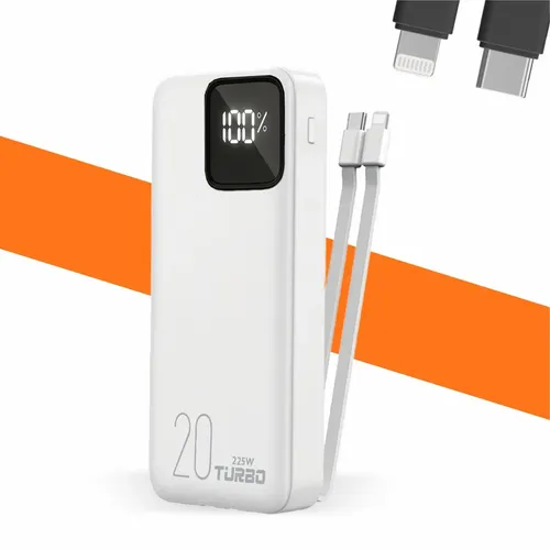 Power Bank 20000mah Carregador Portátil Carga Rápida 22.5w Turbo Usb-c (tipo C) Compatível Com iPhone 13 14 15 16 Samsung Motorola Xiaomi Compacto Para Viagem E Uso Diário Branco Casenn