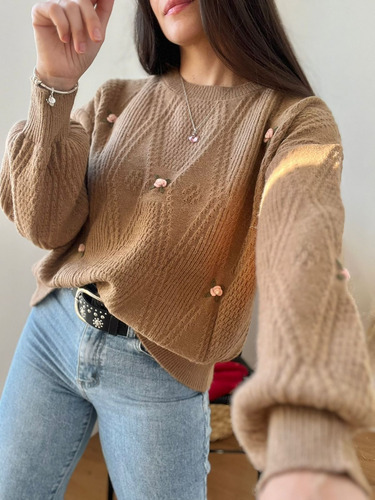 Sweater Importado De Mujer Bordado Super Suave Y Calentito
