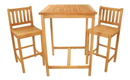 Juego De Mesa De Patio Con Altura De Barra De Madera De Teca