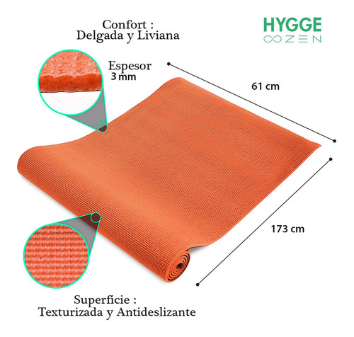 Imagen 2 de 10 de Mat Yoga Colchoneta Pilates Antideslizante Pvc 3mm + Correa
