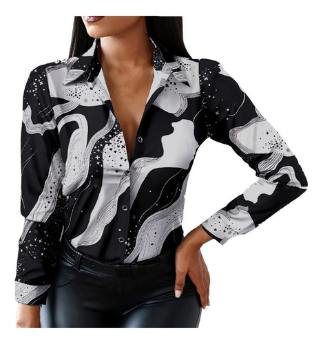 Blusa Camisas De Manga Larga Para Mujer Con Cuello En V