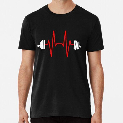 Remera Barbell Red Heartbeat Gym Workout Algodon Premium