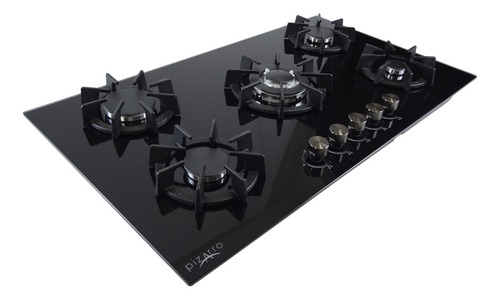Parrilla De 5 Quemadores En Cristal Negro De 90 Cm Milano