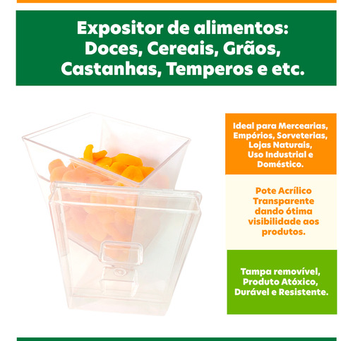 Kit 7 Potes Acrílico Retangular C/ Tampa 1,5l+ Conchas 300ml