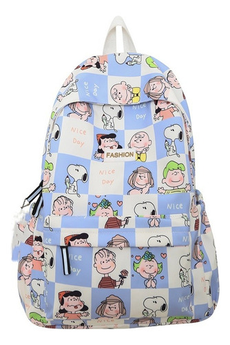 Mochila Versatile Versión Coreana Diseño De Cuadros Snoopy