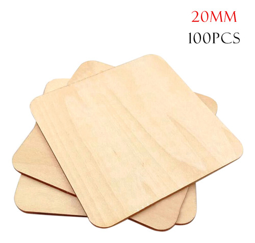 100 Piezas De Madera Con Esquinas Redondeadas De 20 Mm Para