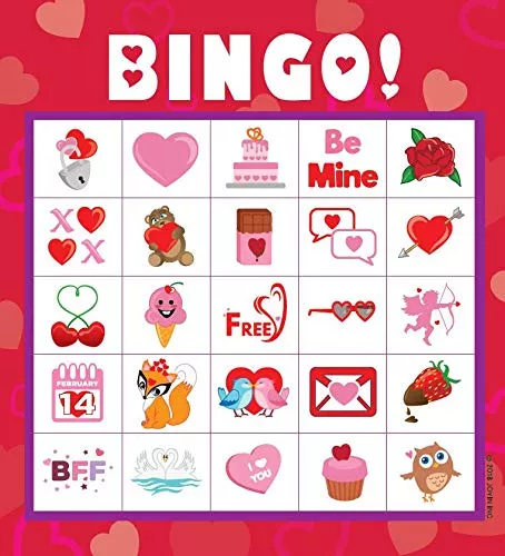 JOYIN – Juego de cartas de bingo para el día de San Valentín 5 x 5 – 28  jugadores para juegos de cartas de fiesta infantil juegos de clase – Yaxa  Store