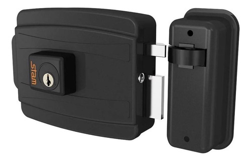 Fechadura Elétrica 40mm Preto Fosco Abre P/ Dentro - Stam