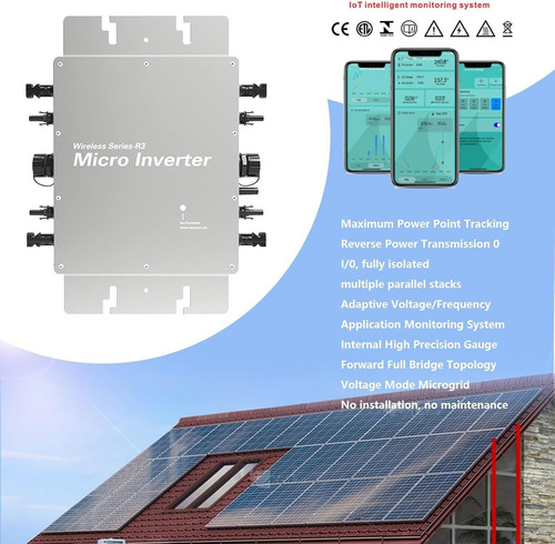 Micro Inversor Solar 1200 W, Mppt Grid Wifi Microinversor Ip