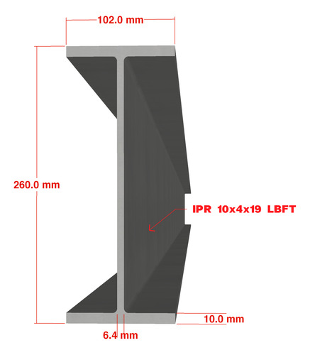 Viga Ipr 10 X 4 X 28.30 Kg/ml En 12.20 M Acero Estructural