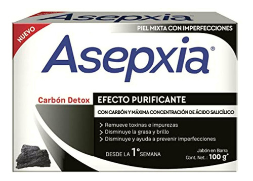 Asepxia Jabón Carbón Detox, Efecto Purificante, Piel Mixta