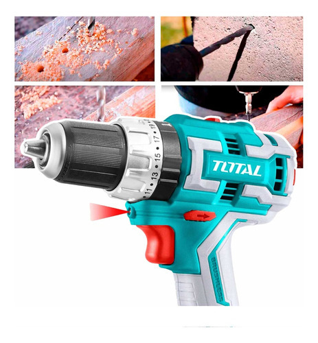Taladro Percutor Total Brushless 20v Inalámbrico Brocas Color Turquesa