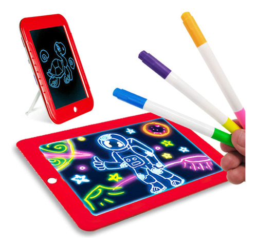 Tablero Dibujo Luz Led Color Magic Pad Y 6 Marcadores Tablet