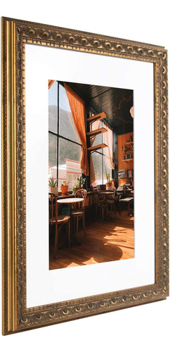 Marco De Color Bronce Ornamental De 12x16, Pasa-partout...