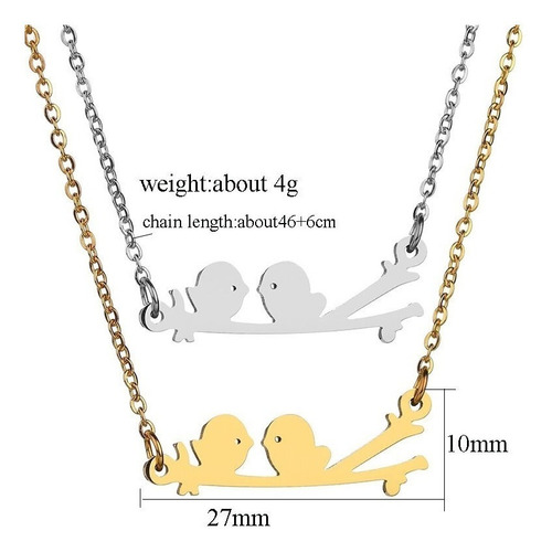 Collar Gargantilla Acero Inoxidable Amor Pajaros Mujer