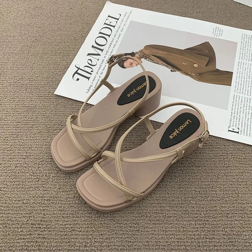 Verano Para Mujer Con Hebilla De Tacón Alto De Estilo Francé