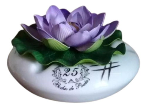 Cinzeiro Porcelana Com Flor  Bodas De Prata 25 Anos