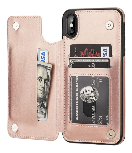 Funda Para iPhone XS Max, Rosa/billetera/resistente
