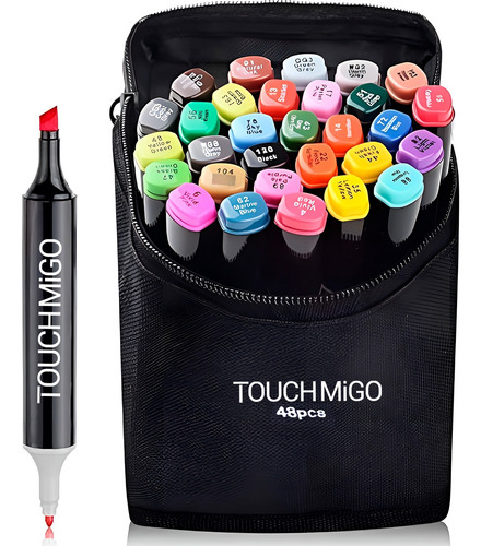 Marcadores 48 Colores Plumones Punta Pincel Doble Punta