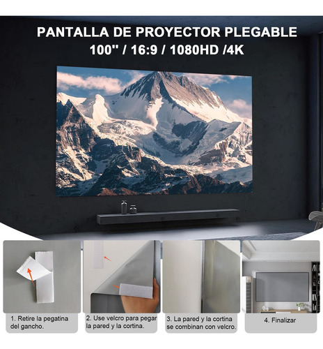 Pantalla Proyector Portátil 100 Pulgadas 16:9 Proyección