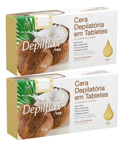 2kg Cera Quente Coco Em Tabletes Depilação Depilflax