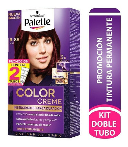  Tinte Palette Color Creme Permanente 6-88 Rubi Dt Tono 6-888 rubí seductor
