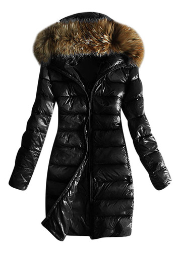 Jaqueta Feminina Acolchoada De Inverno, Gola Quente Com Capu