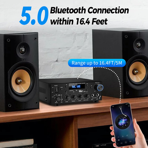 Amplificador De Audio Ks-33bt 2.0ch Bluetooth 5.0 Hifi Color 0 W