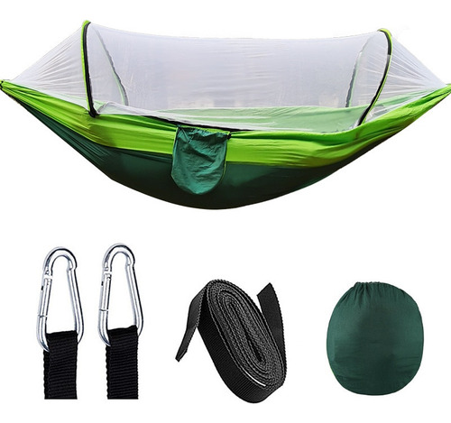 Hamaca De Camping Con Mosquitera Individual, 200 Kg, Verde