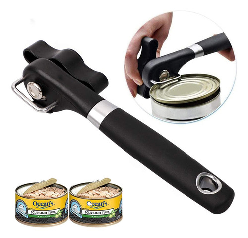 Abridor De Latas Manual Ergonómico De Acero Inoxidable Con B