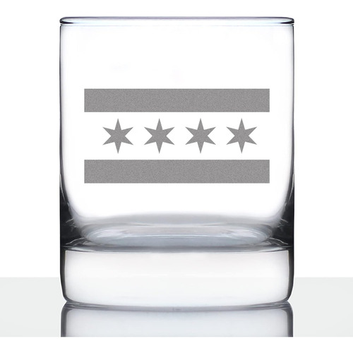 Vaso De Whiskey Bandera De Chicago  Divertido Y Único ...