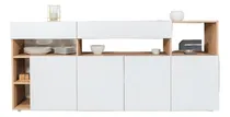 Comprar Vajillero Aparador Organizador Mueble Living Comedor 180cm Color Madera Natura frente Blanco