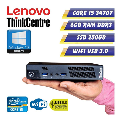 Imagen 2 de 4 de Cpu Computadora Lenovo Core I5 6gb Ssd 250gb Wifi Usb 3.0