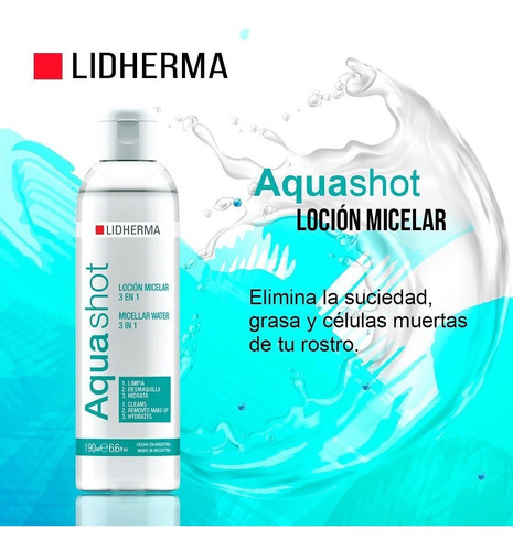 Aqua Shot Locion Micelar Limpiadora Desmaquillante Lidherma