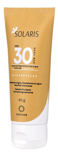 Protetor Solar Facial Hinode Solaris Uva E Uvb Fps 30 40g