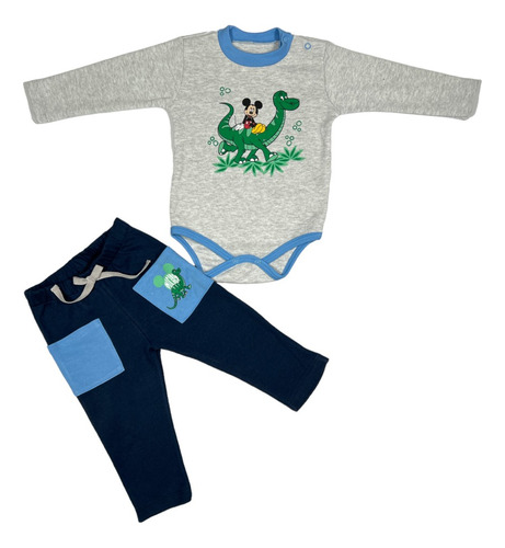 Conjunto Pañalero Y Pantalón Bebe Niño Mickey Mouse Disney D