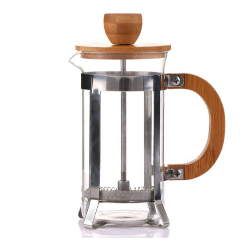 Cafetera Manual Embolo Prensa Francesa Vidrio Y Madera 600ml