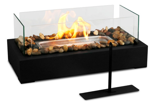 Chimenea De Mesa Pequeña En Acero Inoxidable Negro Interio
