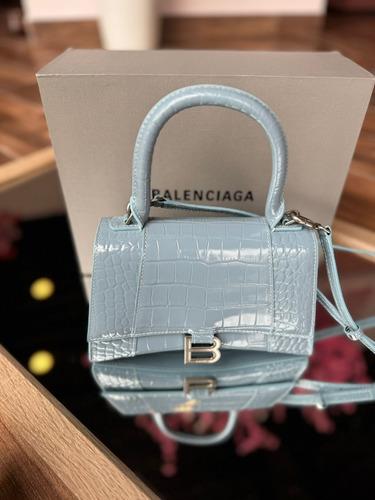 Bolsa Balenciaga Hourglass Azul En Piel