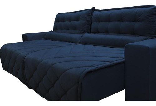 Sofá 2,62m Retrátil E Reclinável Cama Inbox Plus Azul