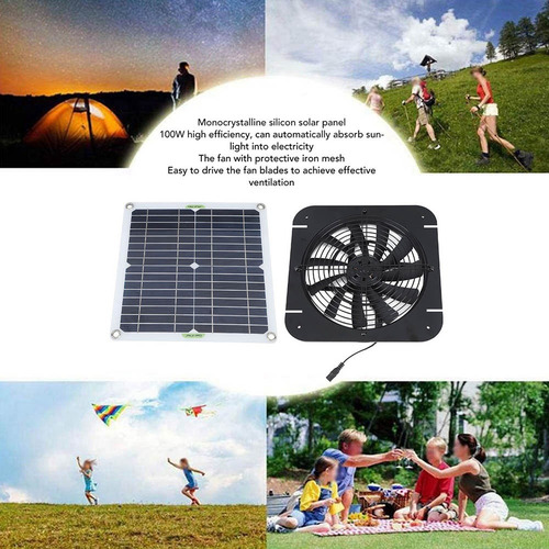 Ventilador Con Panel Solar De 100 W, Ventilador De Escape, I