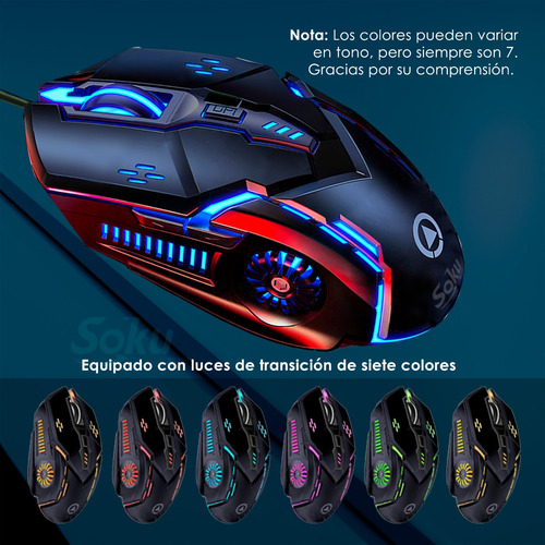 Soku Raton Mouse Alambrico Top Led 6d Gamer Dpi Ajustable