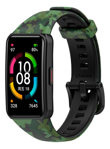 Correa Camuflada Compatible Con Huawei Band 6 Verde